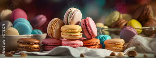 Exquisite macarons with glossy surfaces and intricate details  perfect for elegant events and high-tea gatherings.