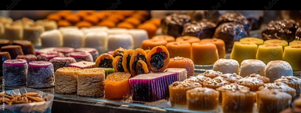 Treat yourself to a flavorful journey with this enticing banner showcasing Turkish sweets