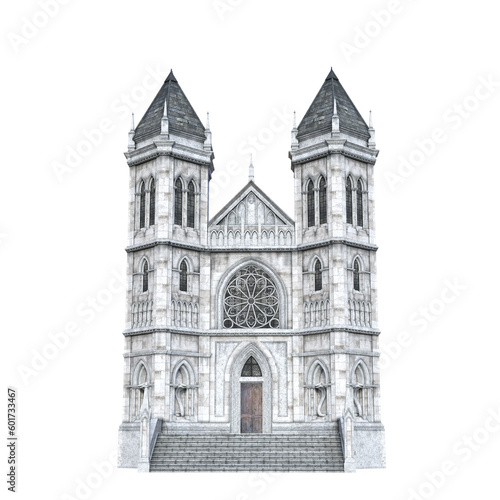 3d rendering medieval castle church cathedral isolated illustration