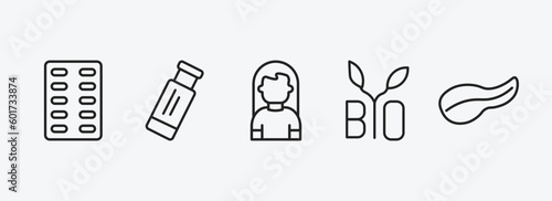 medical outline icons set. medical icons such as medical strip, gum, girl, bio, pancreas vector. can be used web and mobile.