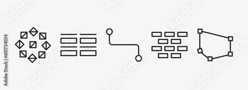 geometric figure outline icons set. geometric figure icons such as polygonal ornament, array, line segment, construction, polygon vector. can be used web and mobile.
