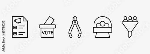 general outline icons set. general icons such as marketing plan, referendum, nippers, solarium, lead conversion vector. can be used web and mobile.