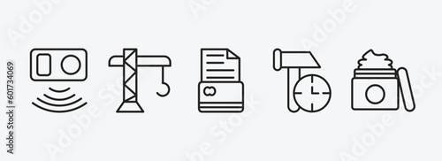 general outline icons set. general icons such as active sensor, building crane, credit history, build time, beauty care vector. can be used web and mobile. photo