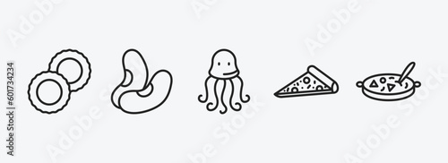 food outline icons set. food icons such as ring pop, bean, sea life, italian, luosifen vector. can be used web and mobile.