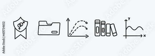 education outline icons set. education icons such as fraternity, black folder, ballistic, library books, sinusoid vector. can be used web and mobile.