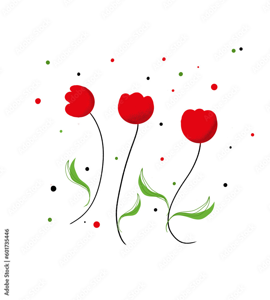 Coquelicots rouge illustration design stylised Coquelicots rouge illustration design stylised