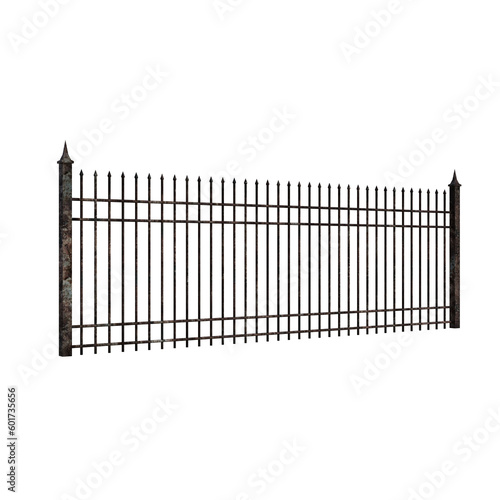 3d rendering iron fence urban vintage gate isolated