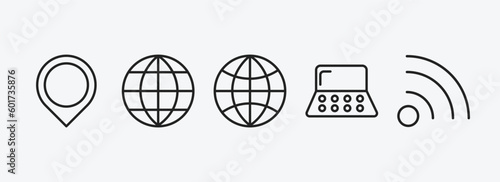 blogger and influencer outline icons set. blogger and influencer icons such as placeholder, web, world, makeup palette, feed vector. can be used web and mobile.