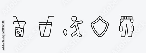american football outline icons set. american football icons such as soda  soda drink  kicking the ball  shield  practice pants vector. can be used web and mobile.