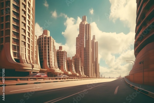 future city skyline with highway  photo