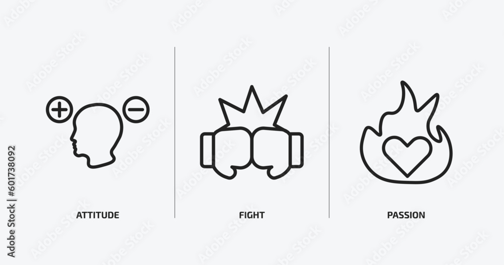 success outline icons set. success icons such as attitude, fight, passion vector. can be used web and mobile. success outline icons set. success icons such as attitude, fight, passion vector. can be used web and mobile.