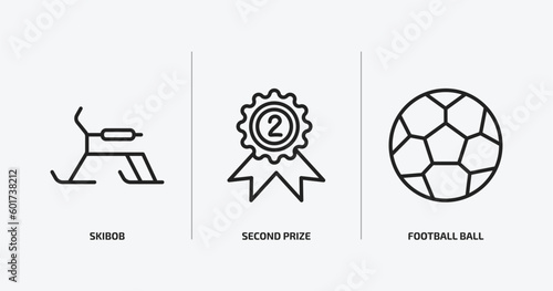 sports outline icons set. sports icons such as skibob, second prize, football ball vector. can be used web and mobile.