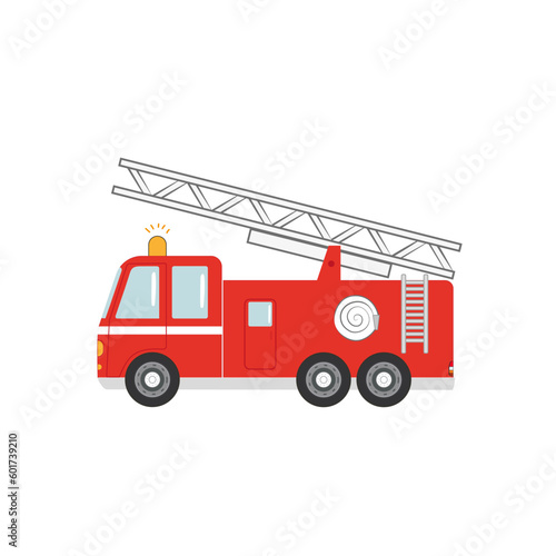 Fire engine on white background. Vector illustration