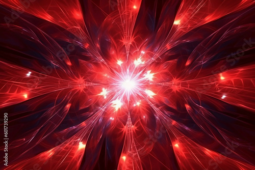 Lazer light fractals, red and white. AI generative