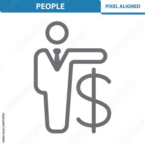 Man Icon. Businessman, Politician, Lawyer, Banker, Broker, Dollar