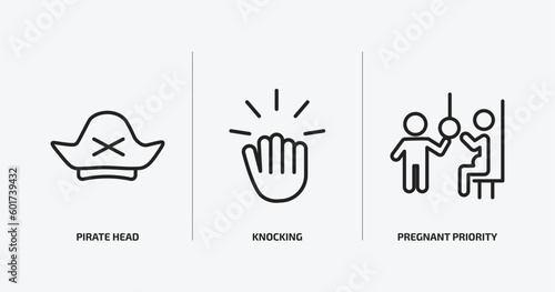 people outline icons set. people icons such as pirate head, knocking, pregnant priority vector. can be used web and mobile.