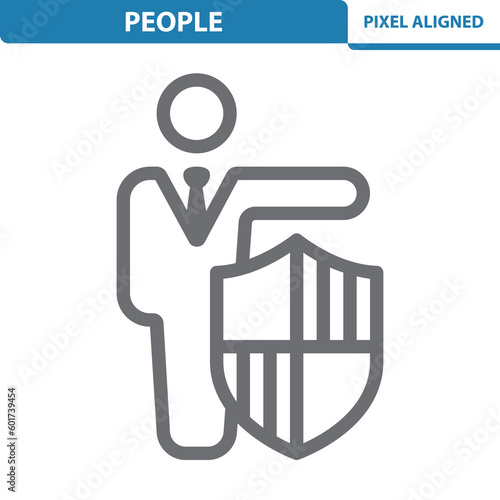 Man Icon. Businessman, Politician, Lawyer, Shield, Insurance Agent, Security