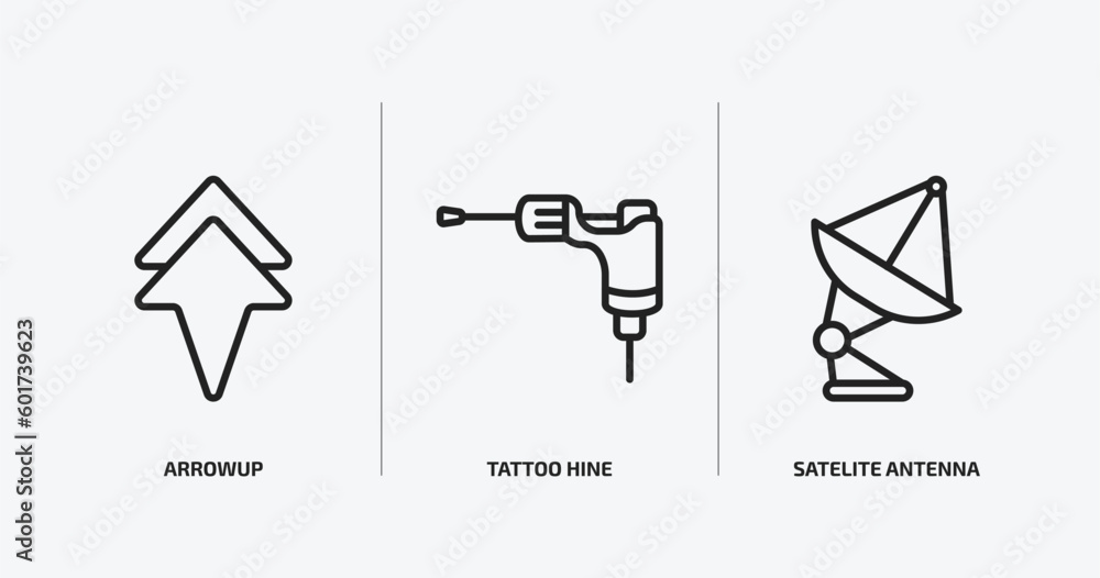 Vecteur Stock other outline icons set. other icons such as arrowup, tattoo hine, satelite antenna vector. can be used web and mobile.