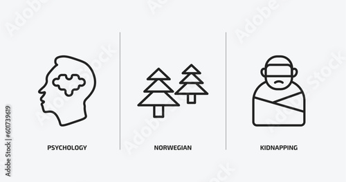 people outline icons set. people icons such as psychology, norwegian, kidnapping vector. can be used web and mobile.