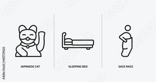 other outline icons set. other icons such as japanese cat, sleeping bed, sack race vector. can be used web and mobile.