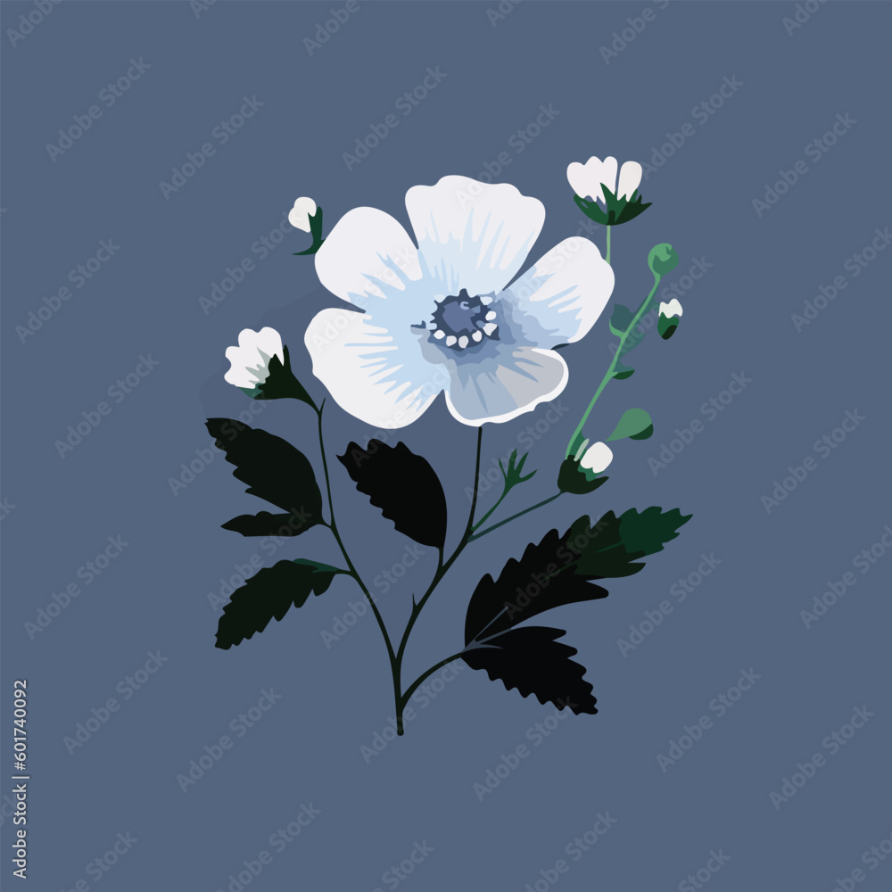 Fototapeta premium black and white colorful floral pattern with flowers vector illustration