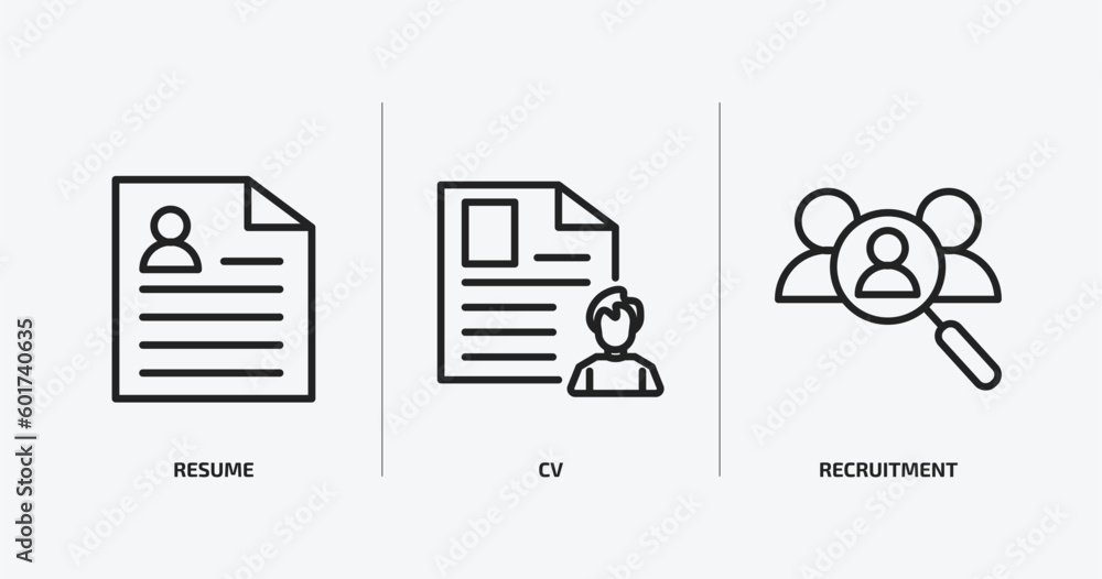 human resources outline icons set. human resources icons such as resume, cv, recruitment vector. can be used web and mobile. human resources outline icons set. human resources icons such as resume, cv, recruitment vector. can be used web and mobile.