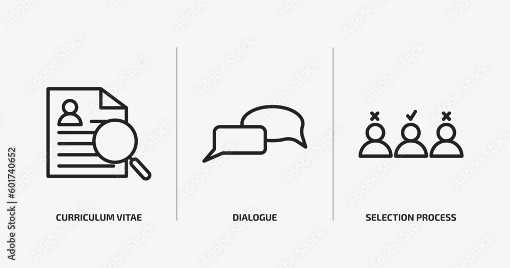 human resources outline icons set. human resources icons such as curriculum vitae, dialogue, selection process vector. can be used web and mobile. human resources outline icons set. human resources icons such as curriculum vitae, dialogue, selection process vector. can be used web and mobile.