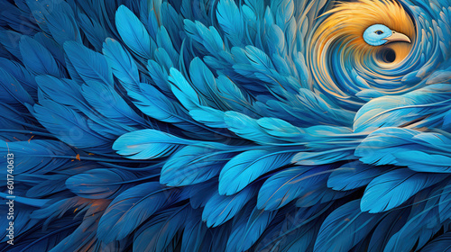 Abstract colorful background of lush feathers. Generative AI © keks20034