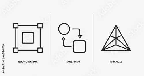 geometric figure outline icons set. geometric figure icons such as bounding box, transform, triangle vector. can be used web and mobile.