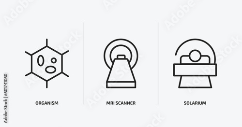 general outline icons set. general icons such as organism, mri scanner, solarium vector. can be used web and mobile.