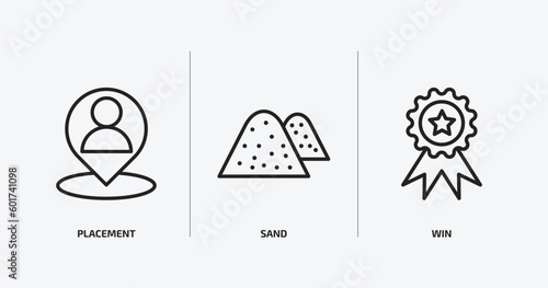 general outline icons set. general icons such as placement, sand, win vector. can be used web and mobile. photo