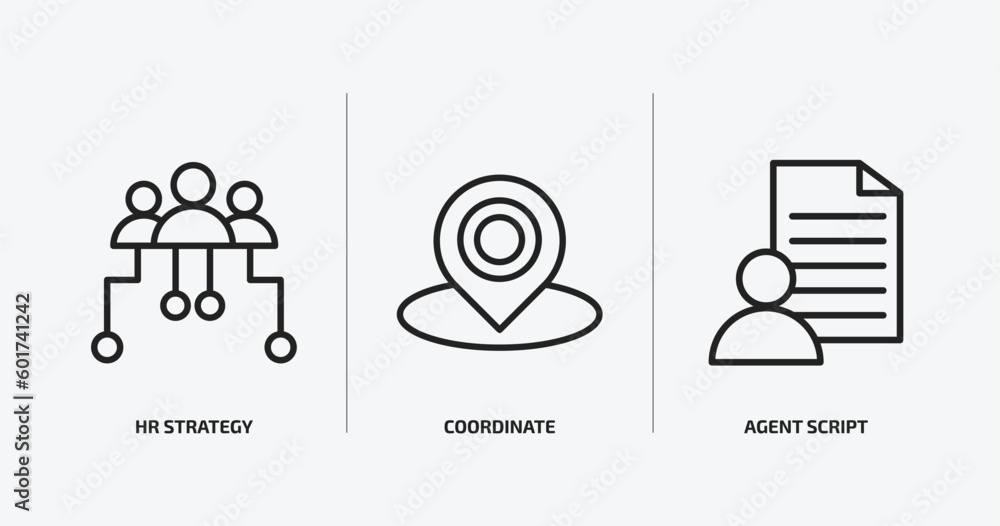 general outline icons set. general icons such as hr strategy, coordinate, agent script vector. can be used web and mobile. general outline icons set. general icons such as hr strategy, coordinate, agent script vector. can be used web and mobile.