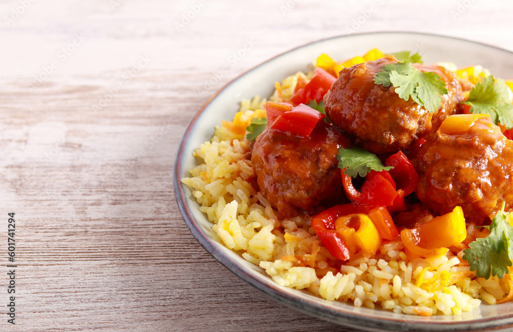 Sweet and sour meatballs with pepper and gravy Sweet and sour meatballs with pepper and gravy