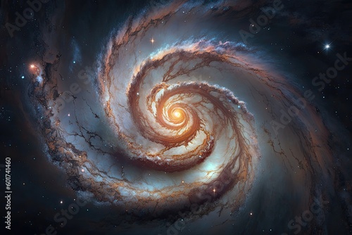 An image of a spiral galaxy with swirling arms of stars Generative AI 3