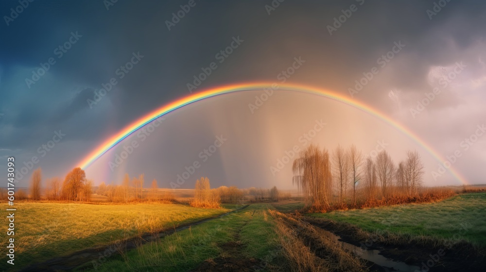 A rainbow in a beautiful sky