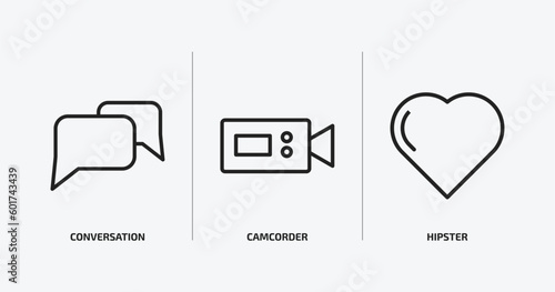 blogger and influencer outline icons set. blogger and influencer icons such as conversation, camcorder, hipster vector. can be used web and mobile.