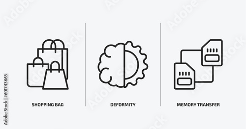 artificial intellegence outline icons set. artificial intellegence icons such as shopping bag, deformity, memory transfer vector. can be used web and mobile.