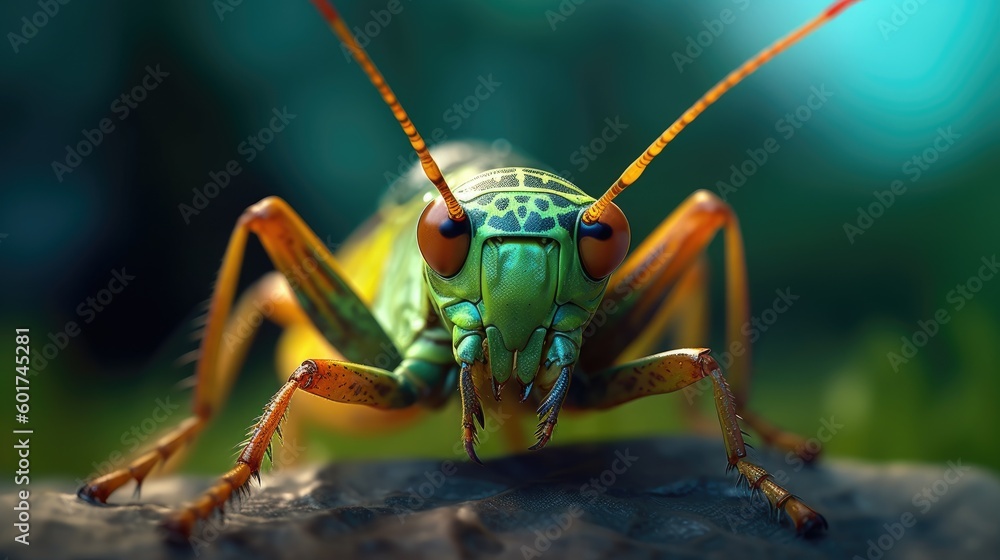 Fototapeta premium Grasshopper in the wild. Generative AI