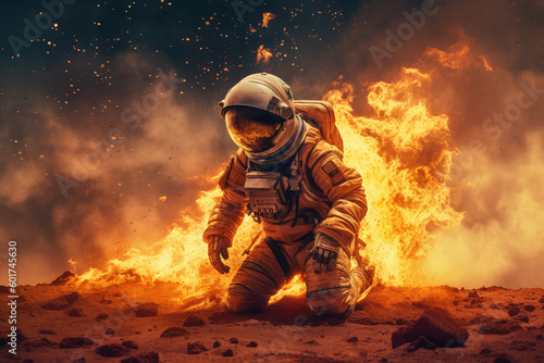 Astronaut burning on a planet © purich