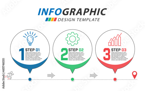 Timeline creator infographic template. 3 Step timeline journey, calendar Flat simple infographics design template. presentation numbers steps. Business concept with 3 options, vector illustration.