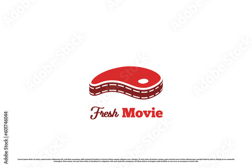 Horror movie logo design illustration. Creative beef silhouette horror movie ghost blood slasher scary psychopath gore. Suit for drama theater entertainment film industry company web app icon.