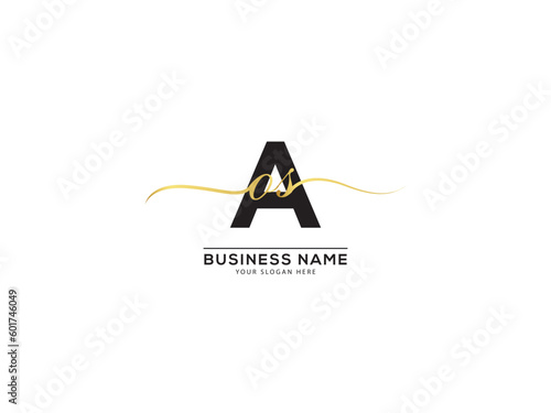 Classic Signature AOS Logo Icon, Simple Aos oas Initial Logo Letter For You photo