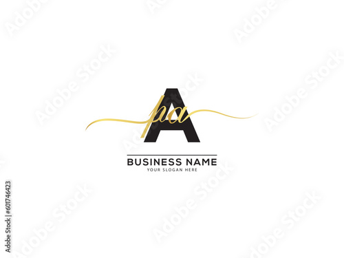 Abstract Bold APA Logo Letter, Hand Drawn Luxury apa paa Signature Letter Logo