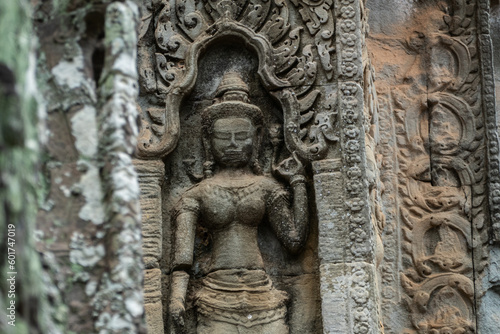 Stone craving in Angkor Archaeological Park, Siem Reap, Cambodia