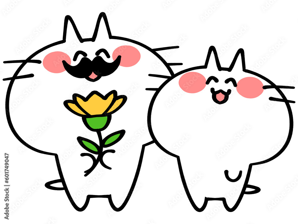 父の日のにゃんこ親子イラスト素材 父の日のにゃんこ親子イラスト素材