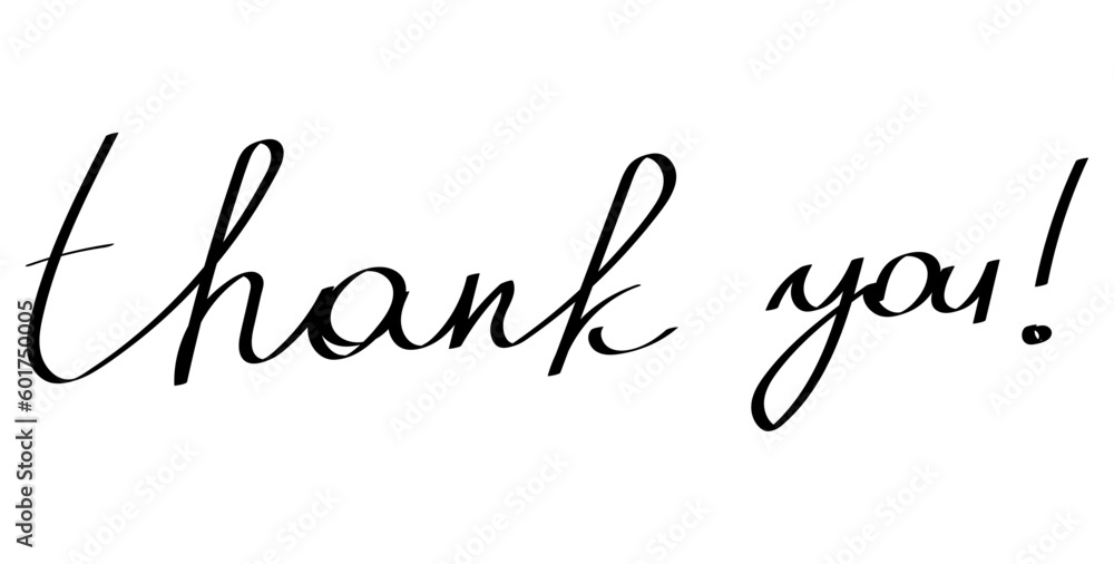 Thank You Hand Lettering. Typography Design Inspiration. Black colored. On a white background. Vector