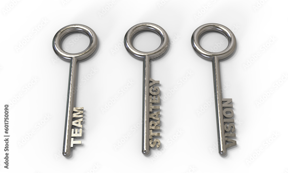 keys to success on white background. 3D illustration. keys to success on white background. 3D illustration.