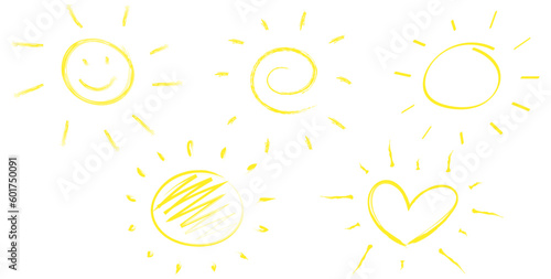 Hand drawning sun icons 