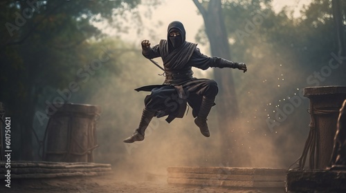 A ninja leaping through the air