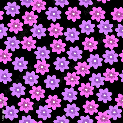  retro seamless pattern, black flower seamless pattern, pink and purple on black seamless patter, seamless pattern, illustration, flowers, dark flower seamless pattern,